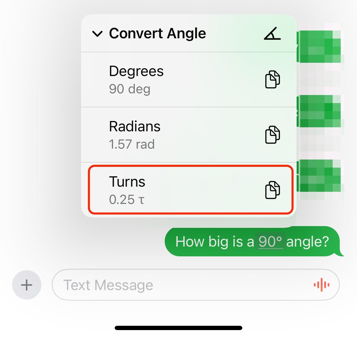 Converting angles to turns in iOS