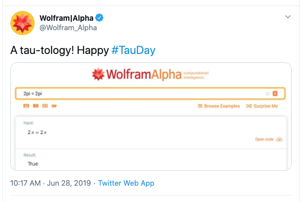 Wolfram Alpha Tau Day 2020